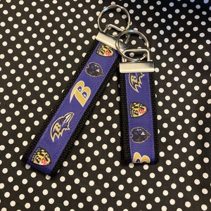 Baltimore Ravens inspired Personalized  Key Fob wristlet  - 2 sizes available   FREE  personalization embroidery -  Football