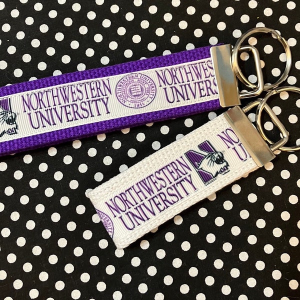 Personalized Northwestern University Wildcats inspired inspired Key Fob  or  Wristlet  - 2 sizes available  ** Free Embroidery**