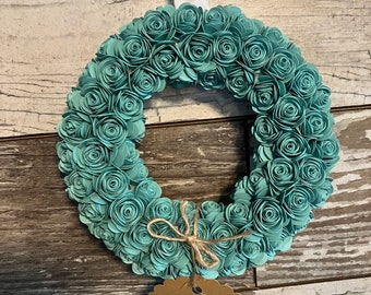 Paper Flower Wreath  -  Handmade  - 7 inches