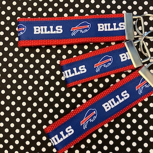 Buffalo Bills inspired Personalized  Key Fob wristlet  - 2 sizes available   FREE  personalization embroidery -  Football