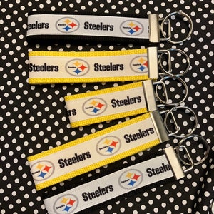 Pittsburgh Steelers inspired Personalized  Key Fob wristlet  - 2 sizes available   FREE  personalization embroidery -  Football