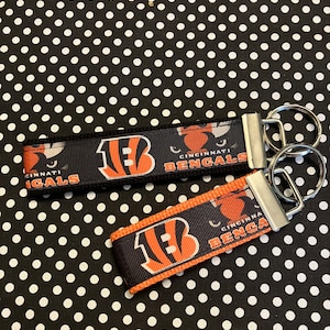Cincinnati Bengals inspired Personalized  Key Fob wristlet  - 2 sizes available   FREE  personalization embroidery -  Football