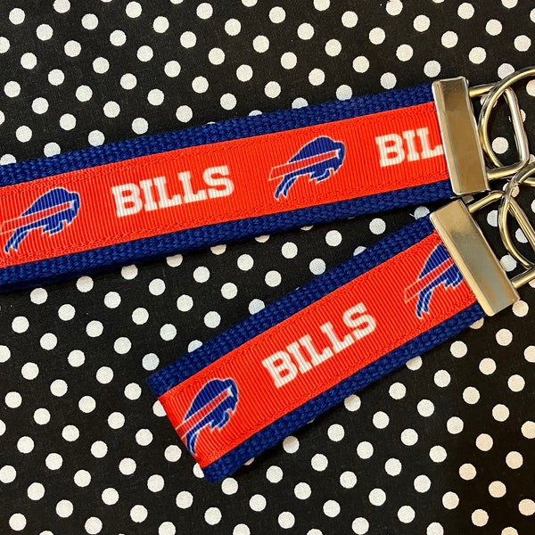 Buffalo Bills inspired Personalized  Key Fob wristlet  - 2 sizes available   FREE  personalization embroidery -  Football