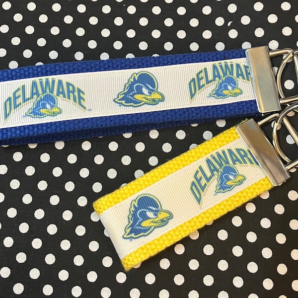 Personalized University of Delaware Fightin’ Blue Hens inspired Key Fob  or  Wristlet  - 2 sizes available  ** Free Embroidery Available**
