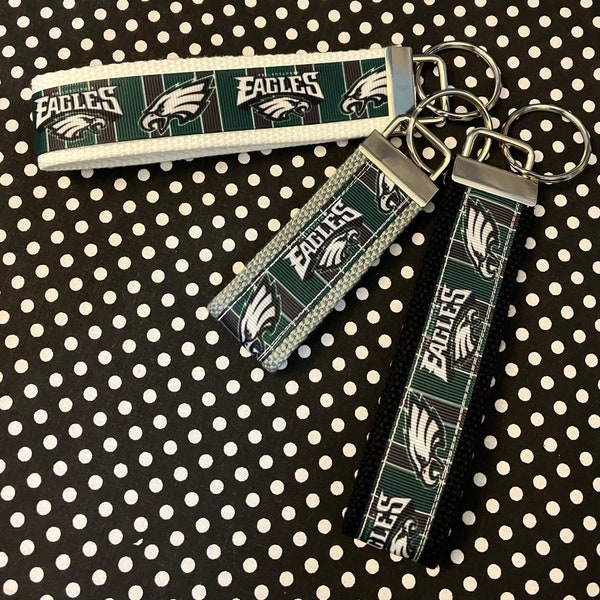 Philadelphia Eagles inspired Personalized  Key Fob wristlet  - 2 sizes available   FREE  personalization embroidery -  Football