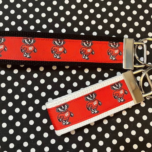 Personalized  University of Wisconsin inspired inspired Key Fob  or  Wristlet  - 2 sizes available  ** Free Embroidery**