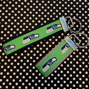 Seattle Seahawks inspired Personalized  Key Fob wristlet  - 2 sizes available   FREE  personalization embroidery -  Football