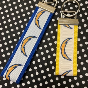 Los Angeles Chargers inspired Personalized  Key Fob wristlet  - 2 sizes available   FREE  personalization embroidery -  Football