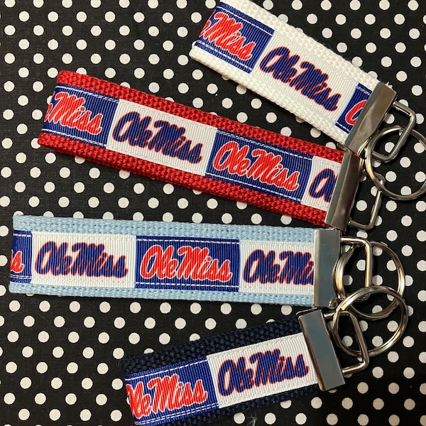 Personalized University of Mississippi Ole Miss inspired Key Fob  or  Wristlet  - 2 sizes available  ** Free Embroidery Available**