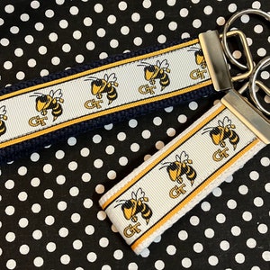Personalized Georgia Tech inspired Key Fob or  Wristlet - 2 sizes available  ** Free Embroidery Available**