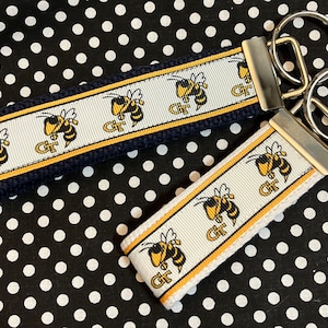 Personalized Georgia Tech inspired Key Fob or  Wristlet - 2 sizes available  ** Free Embroidery Available**