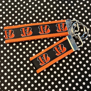 Cincinnati Bengals inspired Personalized  Key Fob wristlet  - 2 sizes available   FREE  personalization embroidery -  Football