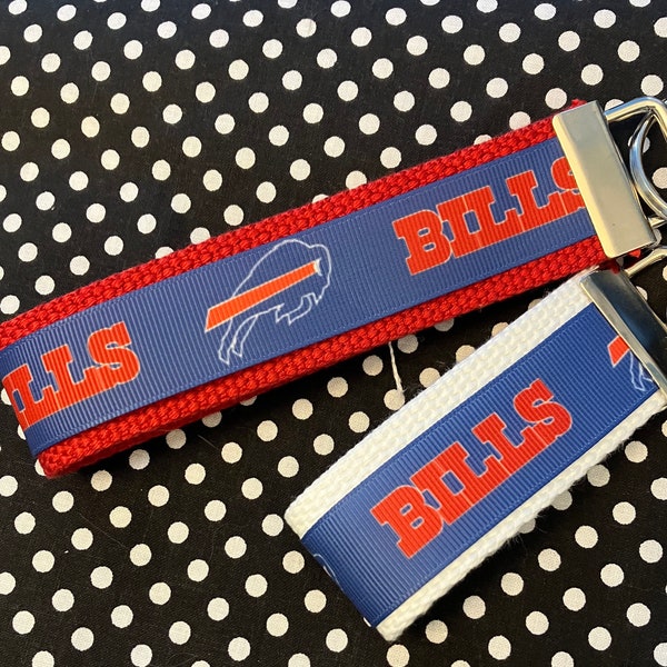 Buffalo Bills inspired Personalized  Key Fob wristlet  - 2 sizes available   FREE  personalization embroidery -  Football