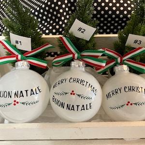 Buon Natale 2024 Christmas Ball, Italian Christmas Ornament, Personalized Custom  Christmas Ball,  Italian American Ornament, 3  styles
