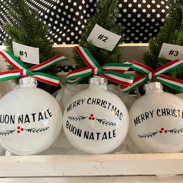 Buon Natale 2023 Christmas Ball, Italian Christmas Ornament, Personalized Custom  Christmas Ball,  Italian American Ornament, 3  styles