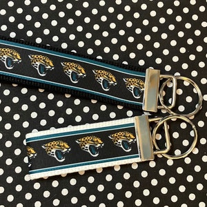 Jacksonville Jaguars inspired Personalized  Key Fob wristlet  - 2 sizes available   FREE  personalization embroidery -  Football