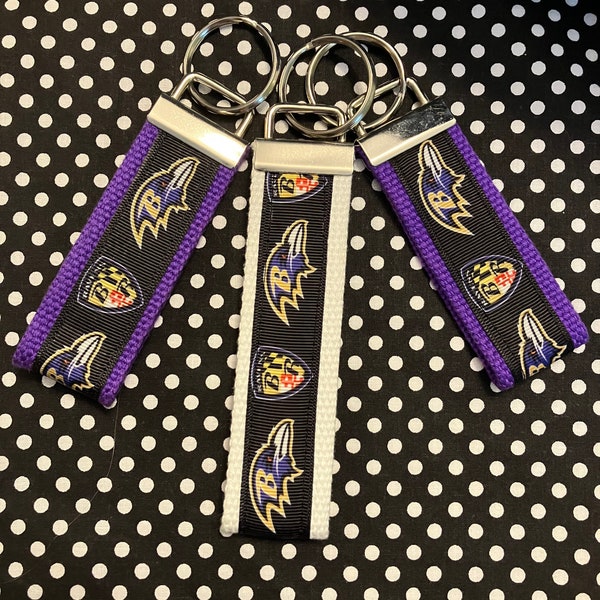 Baltimore Ravens inspired Personalized  Key Fob wristlet  - 2 sizes available   FREE  personalization embroidery -  Football