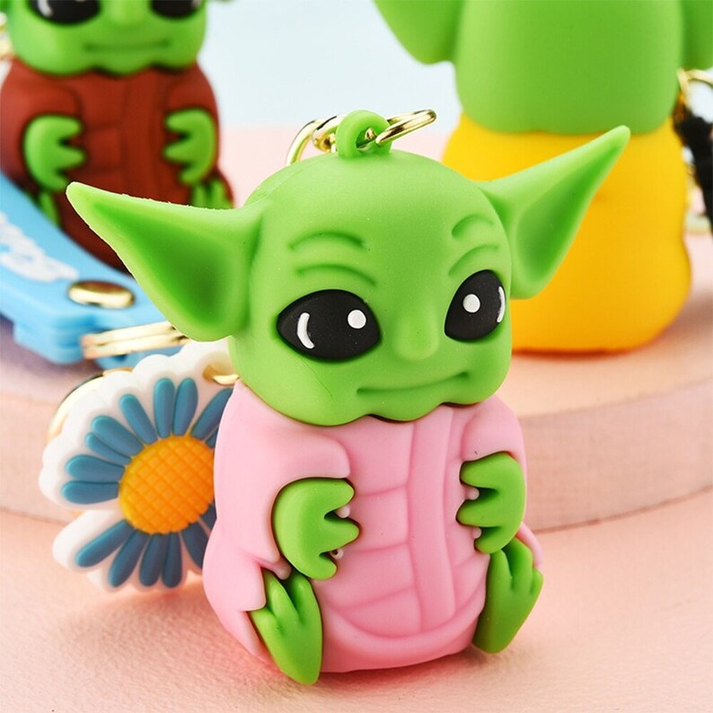 Baby Yoda Grogu Keychain The Mandalorian Cute Yoda Silicone Etsy
