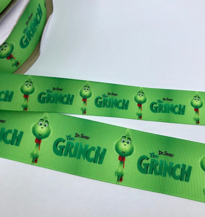 38mm and 25mm Cute Grinch Grosgrain Ribbon - Etsy UK