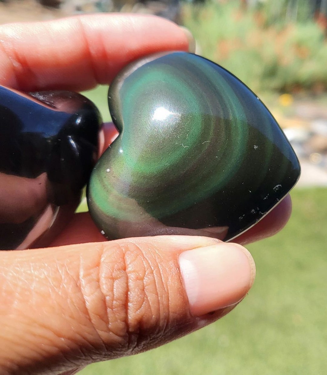 レインボーオブシディアンハート 1.5インチ - Etsy 日本