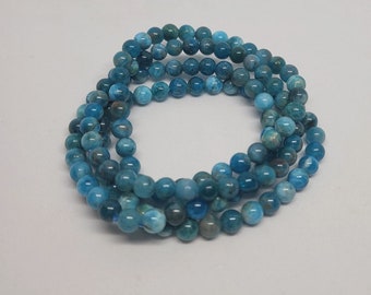 Pulsera elástica con cuentas de apatita azul 6 mm