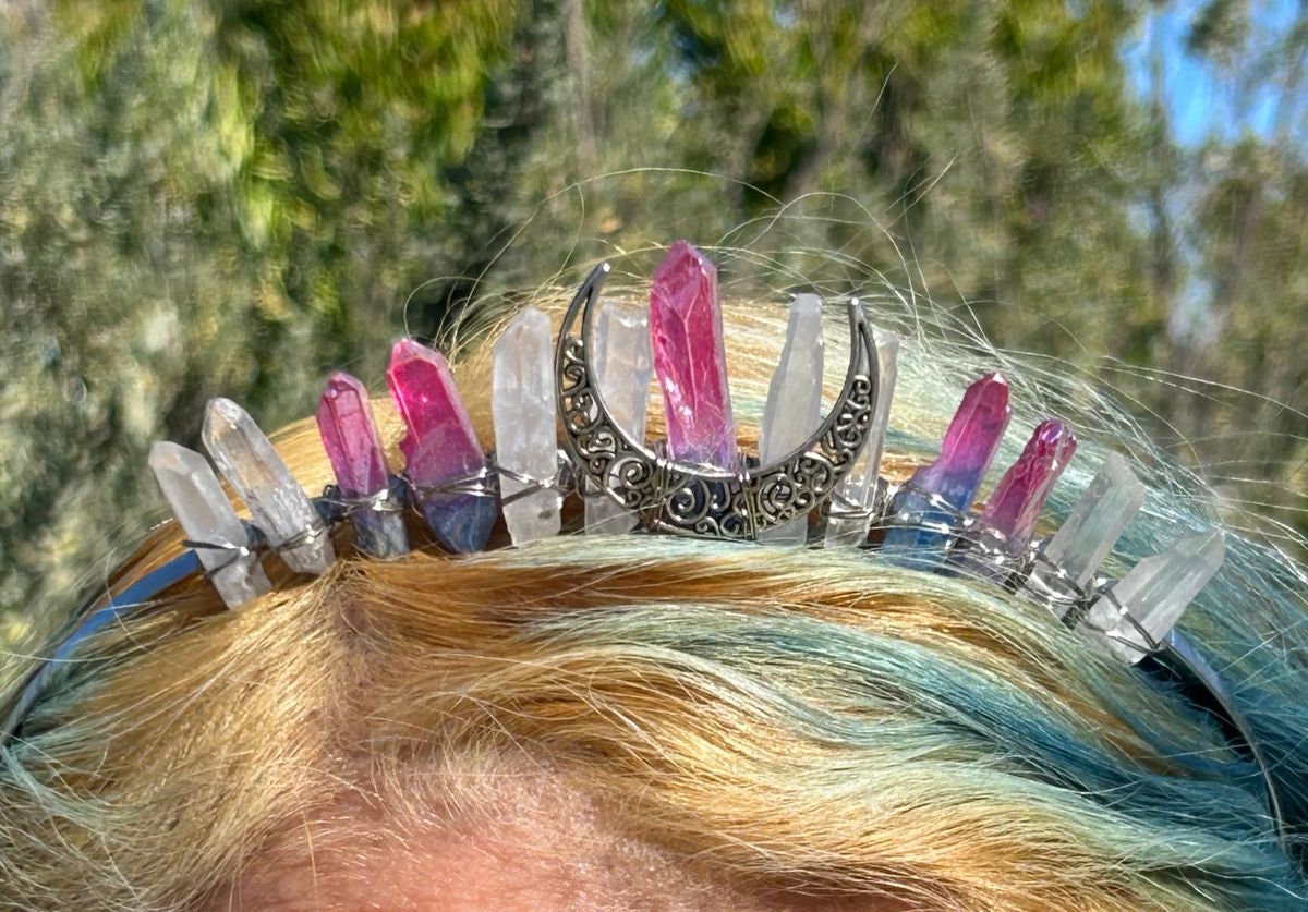 Aura Crystal Crown Headband Quartz With Moon - Etsy display picture 1