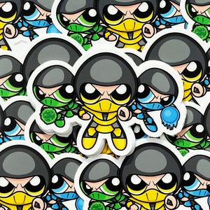 Powerpuff Girls Mortal Kombat Mashup Stickers (Set of 2): 4 inch, High Quality, Waterproof Vinyl