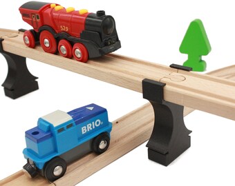 4 Stackable Bridge Piles for Wooden Train Compatible with Brio, Ikea, Thomas and Friends, Melissa & Doug, Lidl