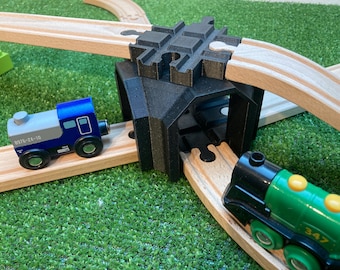 Locorico Double-deck Crossing Bridge for Wooden Train Compatible with Brio Lillabo Hape