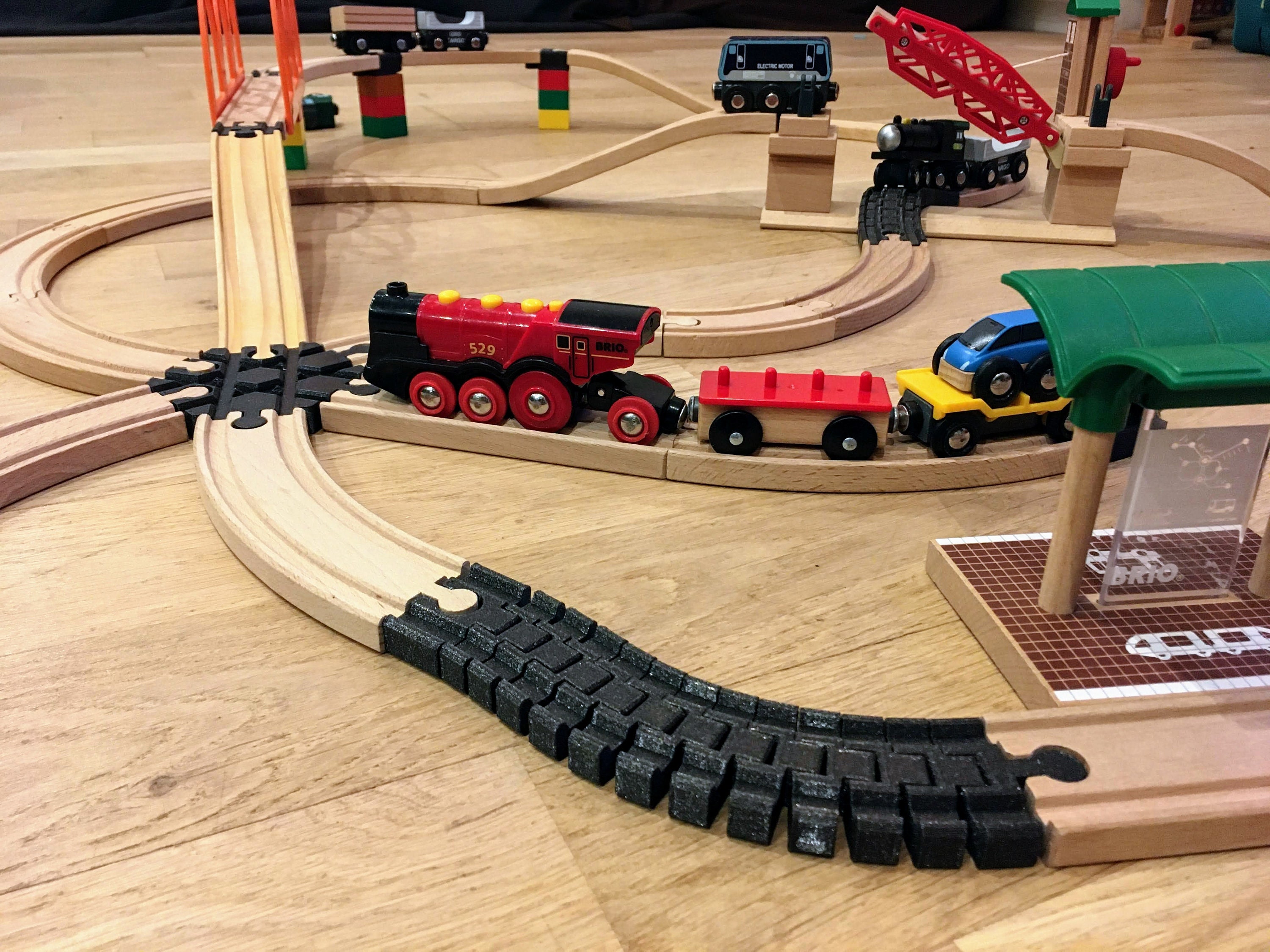 5 x rails de Train en bois adaptateurs (Neu und originalverpackt) in 5 x rails de Train en bois adaptateurs (Neu und originalverpackt) in