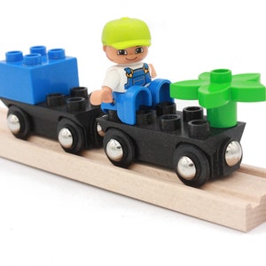 2 Brio Duplo Compatible Wagons for Wooden Train