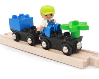 2 Wagons Compatibles Brio Duplo pour Train en Bois