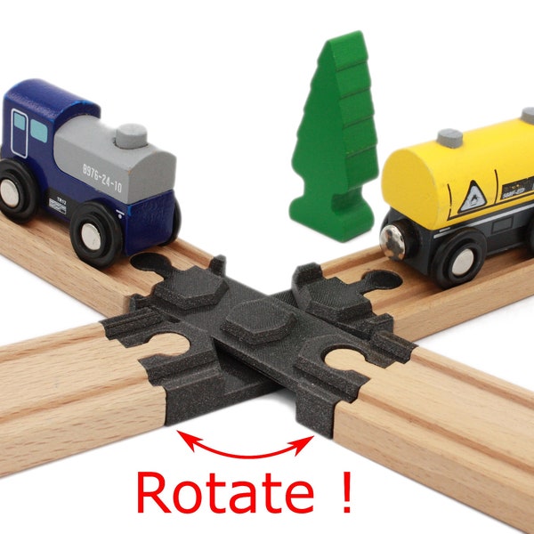 4-Way Rotary Crossing for Wooden Train Compatible Brio Ikea Lillabo Thomas Melissa Lidl