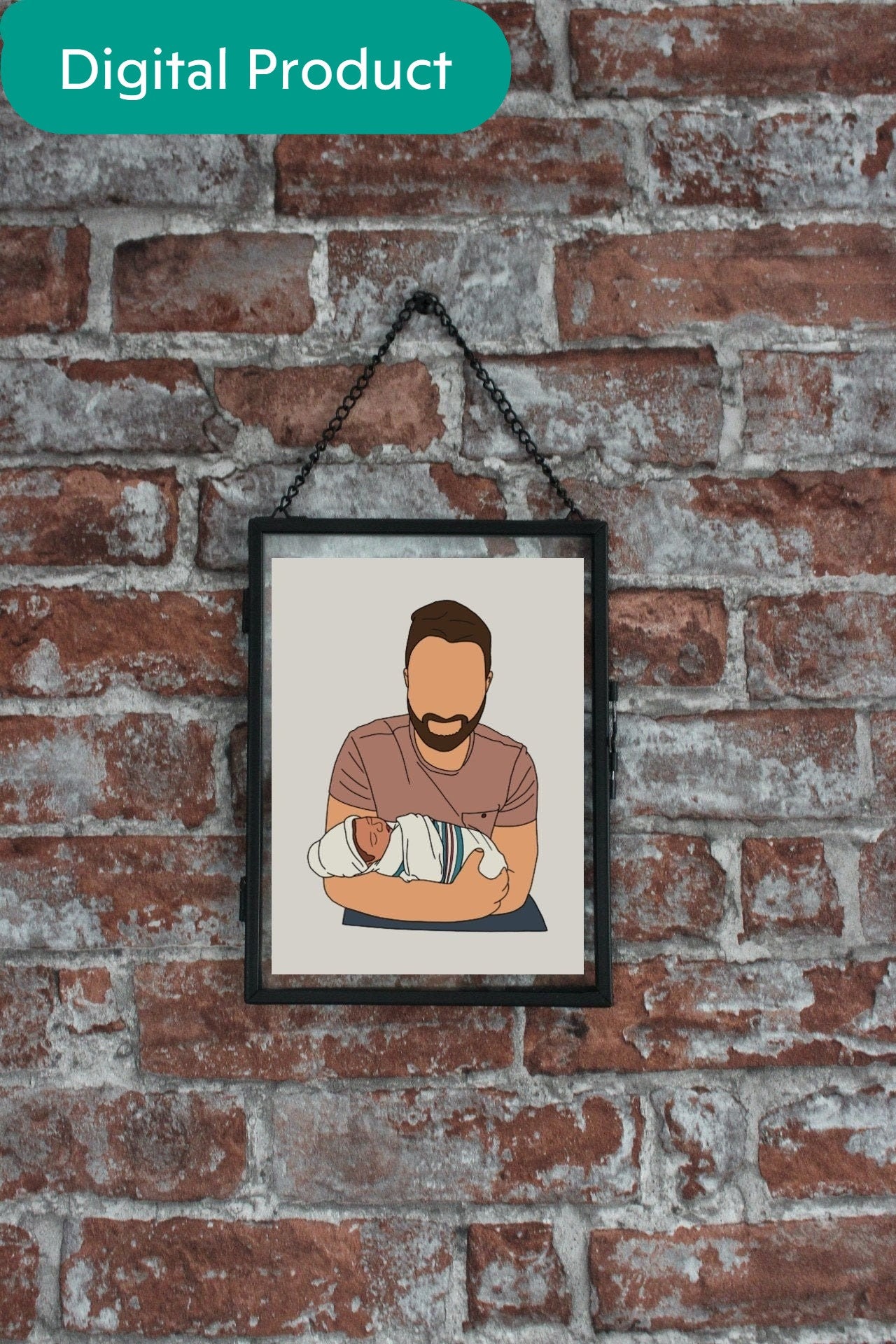 Family Digital Portrait Father's Day Illustration from | Etsy