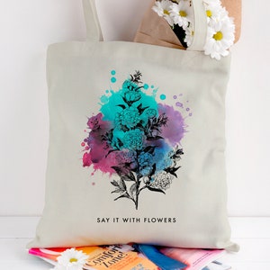 Say it With Flowers Cotton Tote Bag / Shopping bag