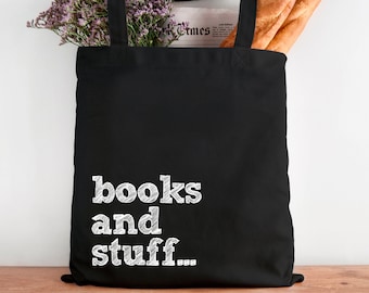 Books and Stuff Themed Shopping / Tote Bag