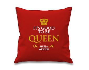 Personalised Its Good to be Queen Cotton Cushion Cover / Queen Cushion Cover / Red Cushion Cover