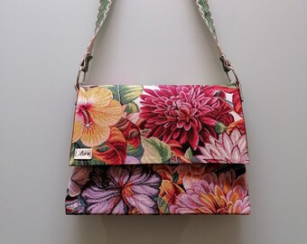 Accessories - Handmade "Floral Frida" Gobelin fabric bag