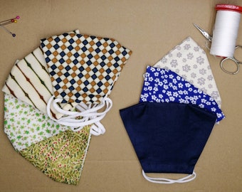 "Basic" collection masks, cotton, double layer, washable, reusable, different colors and prints, adult and boy size