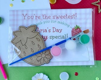 Strawberry themed Party Favor | Magnet Paint Party Favor DIY Kids Craft | Berry First Birthday Activity | Strawberry Party Favor Paint Kit