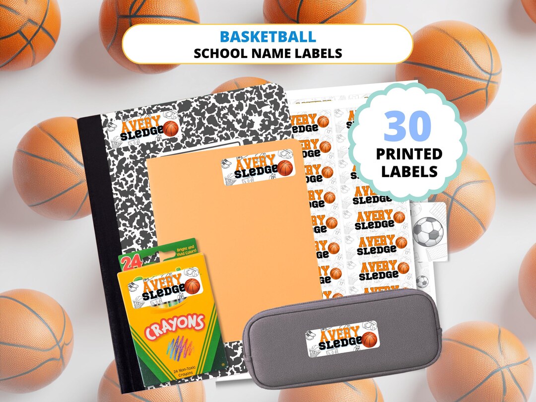 Basketball Personalized Back to School Name Labels Matte Stickers for ...