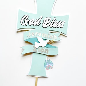 First Communion, Custom Baptism Cake Topper, Christening Cake Topper, Communion, Party decor, Confirmation God Bless Cake Topper