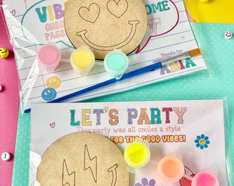 Preppy Patch Birthday Party Favor | Paint Your Own Smiley Face Craft Kit With Magnet | Paint Your Own Fun & Aesthetic DIY Party Craft