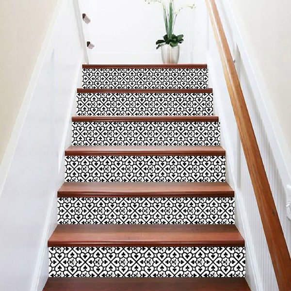 Peel and Stick Wallpaper Stair Riser Decal Removable Stickers for Stairs Cut to Order