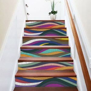 Peel and Stick Wallpaper Stair Riser Decal Removable Stickers for Stairs Cut to Order