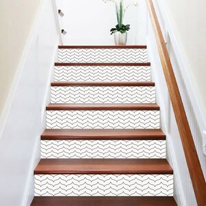 Peel and Stick Wallpaper Stair Riser Decal Removable Stickers for Stairs Cut to Order
