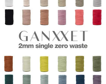 2mm single macrame cord • 200 meters • 24 unique colours • ganxxet zero waste soft recycled cotton • fibre art, diy + craft supplies