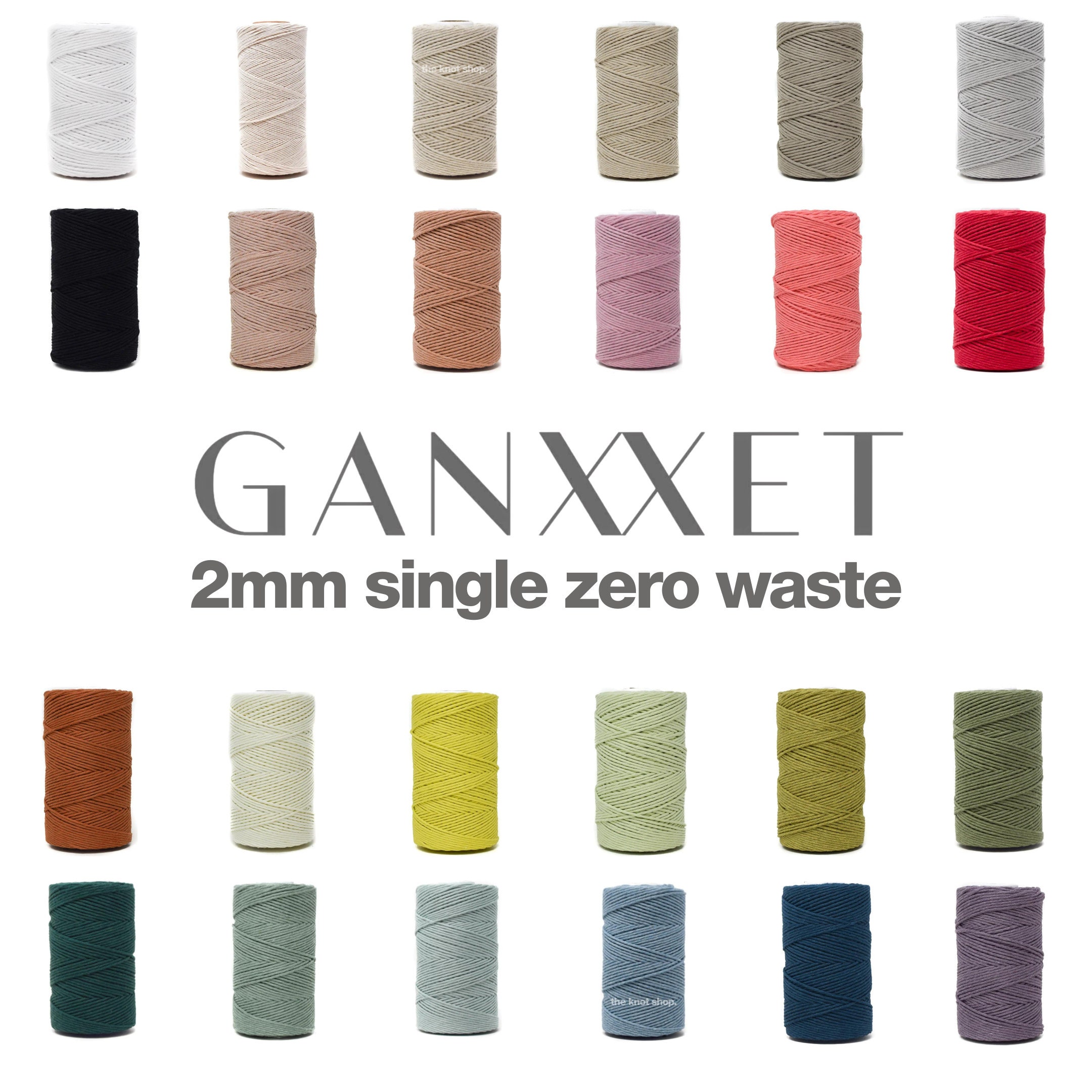 2 mm einfache Makramee Schnur • 24 Farben • 200 Meter • weiche recycelte Baumwolle • ganxxet, Fiber Art, Makramee, DIY + Bastelbedarf