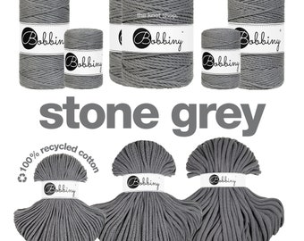 stone grey bobbiny autumn-winter collection • 5, 10, 25, 50, 100 meter • premium recycled cotton • fibre art, macrame, diy + craft supplies