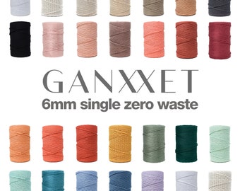 6mm single macrame cord • 27 colours • 305 meters • zero waste soft recycled cotton • ganxxet, fibre art, macrame, diy + craft supplies